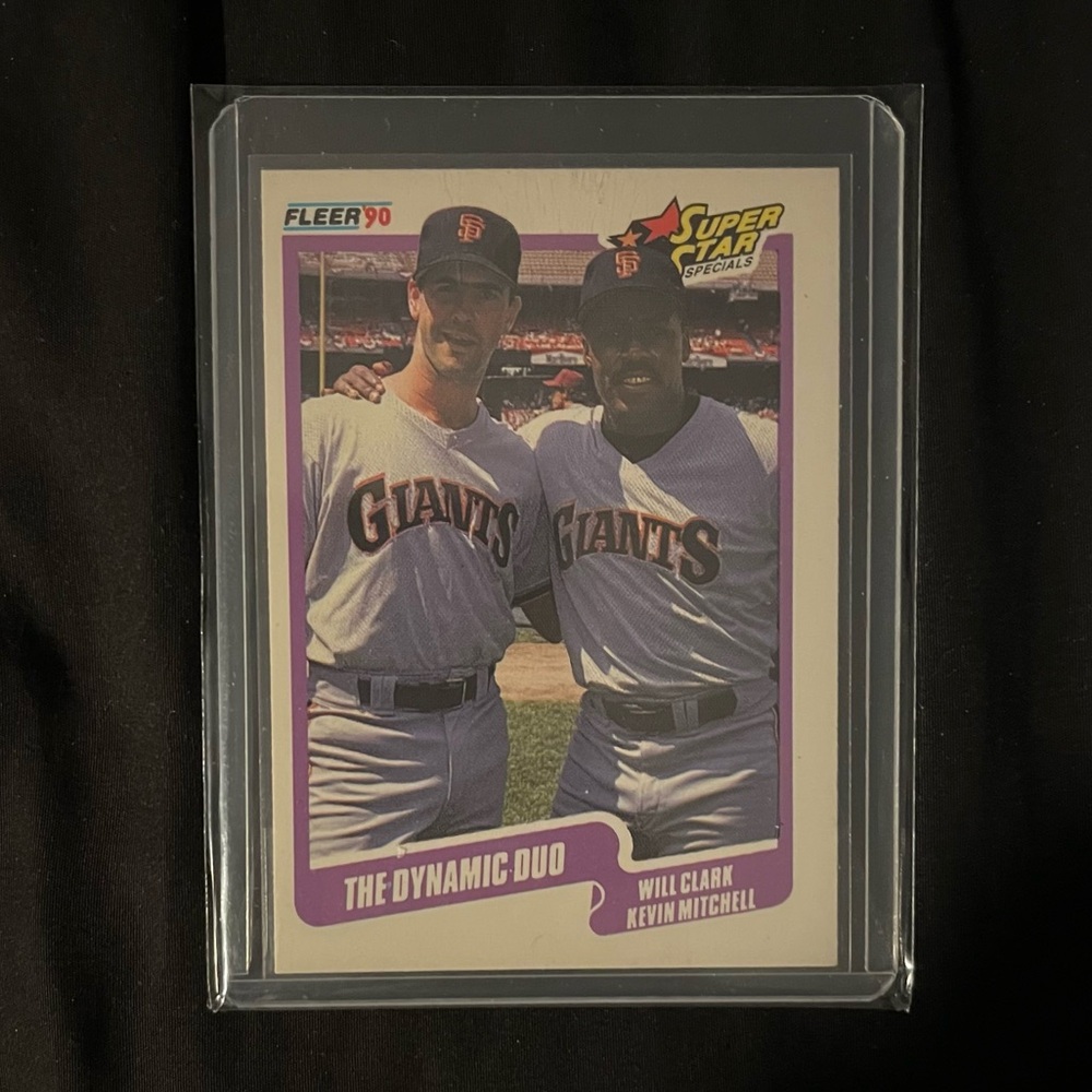 S.F. Giants Vintage 1990 Fleer #637 Will Clark + Kevin Mitchell DYNAMIC DUO Card